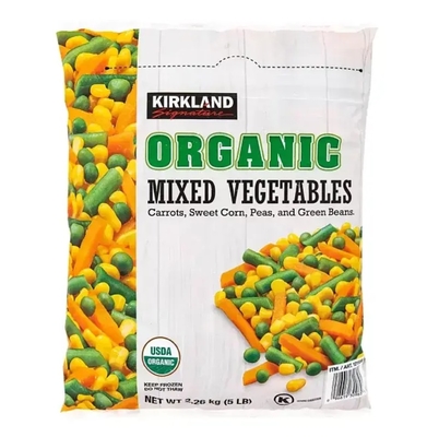 Bolsas de embalaje personalizadas para alimentos congelados, bolsas de almacenamiento al vacío termoselladas de tres lados de grado alimenticio para alimentos congelados y verduras