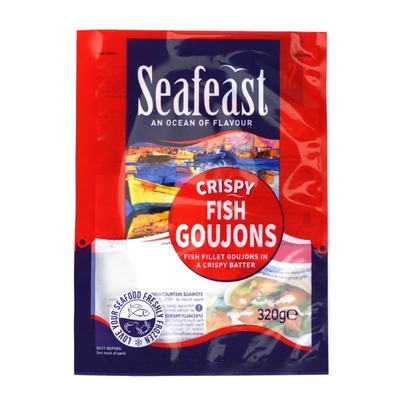 Impresión personalizada de embalaje de alimentos congelados de pescado, pollo y pollo con logotipo de bolsa de plástico sellada de 3 lados