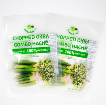 Impresión digital personalizada Transparente de 1 libra Envasado de okra picado Bolsa de plástico Bolsa de vacío vegetal