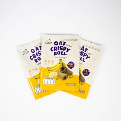 Impresión Digital Personalizada de Snacks Tailandeses: Rollitos Crujientes de Plátano y Avena en Bolsa Sellada con Respaldo de Aluminio para Alimentos