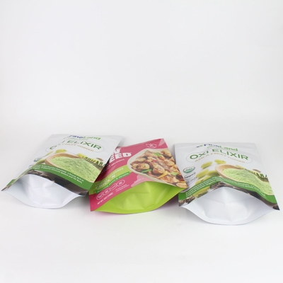 Bolsa de embalaje de alimentos de película de poliéster antiolor con impresión digital personalizada y cremallera, utilizada para productos de aperitivos y café en polvo