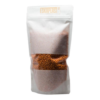 Bolso de piel de vaca blanca (bolso de pie) con ventana pequeña, cremallera impresa a medida, bolso de papel Kraft/bolso de embalaje de alimentos