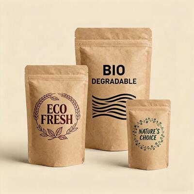 Papel Kraft blanco a medida Compostable ecológico Bolsas de comida de pla Bolsa de café de pie Bolsa de cierre con cremallera biodegradable