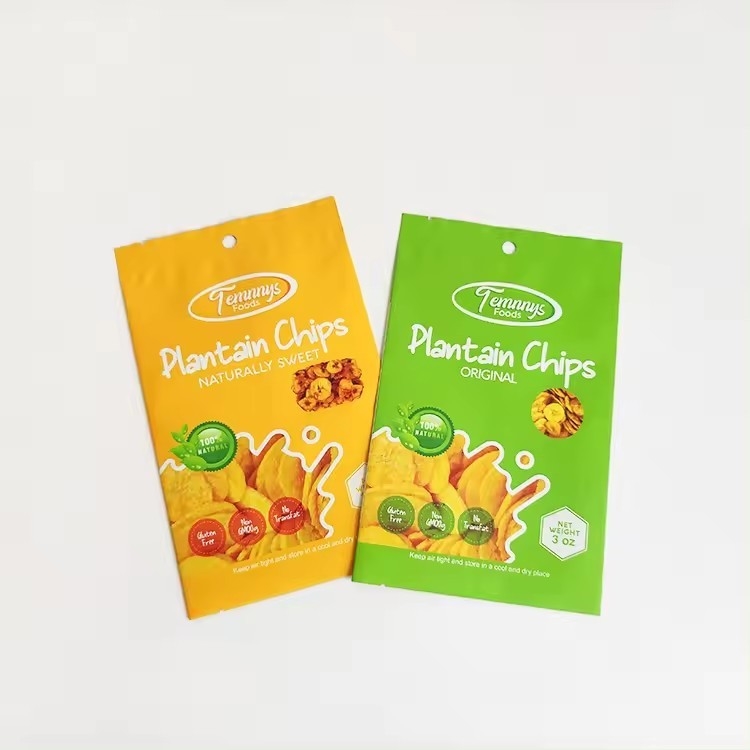 3.5 Bolsa de Mylar con sello térmico impreso a medida Bocadillos de plátano 3 trozos laterales de sello térmico Bolsa de papel de aluminio