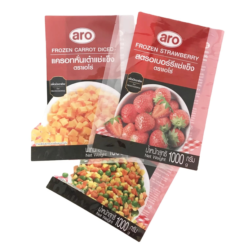 Para el embalaje de alimentos Bolsas selladas de tres lados Bolsas de embalaje de frutas y verduras congeladas Bolsas de plástico al vacío
