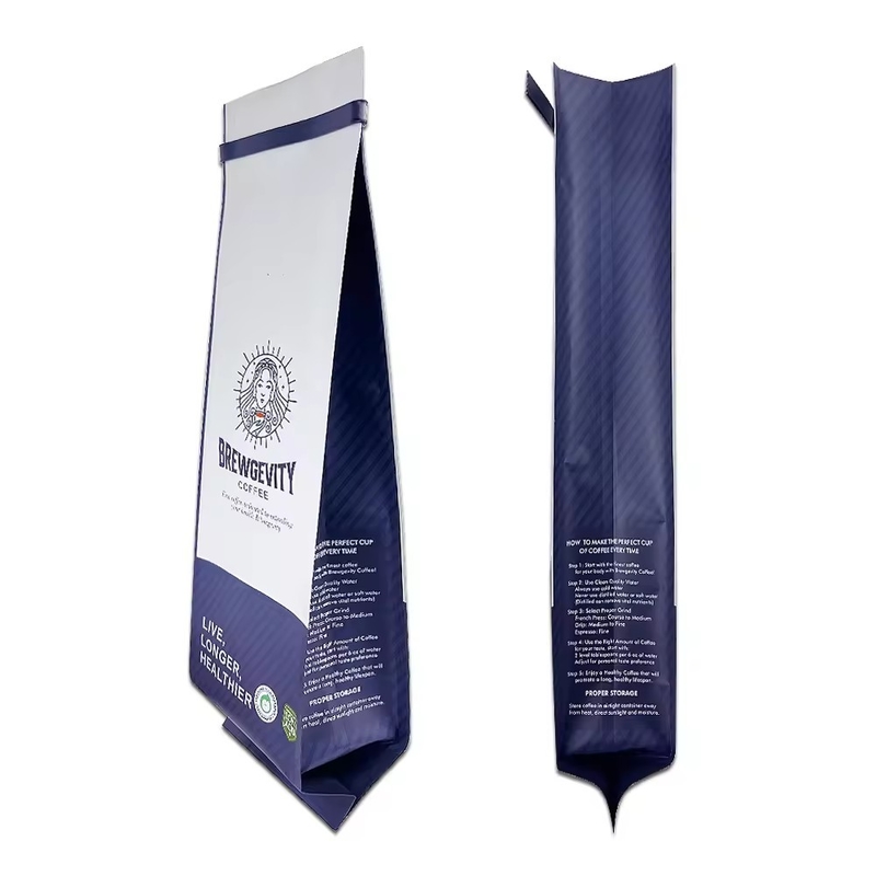 1kg 2kg Bolso de Gusset lateral laminado Logotipo personalizado Impresión Bolsa de polvo de café con cuento de hojalata