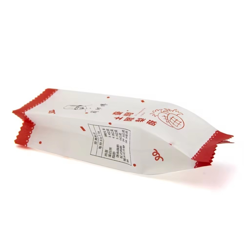 OEM Papel de algodón Pastelería lado Gusset Bolsa de piña Pastel de papel Bolsas de embalaje envoltorio para dulces de galletas