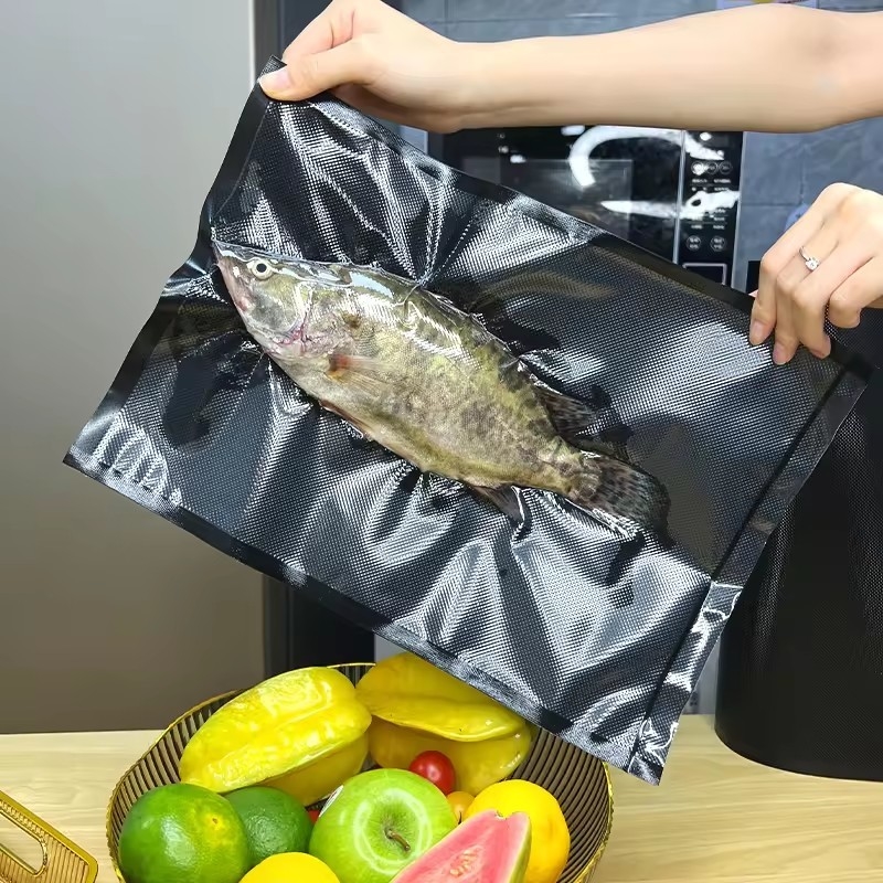 Bolsas de vacío texturizadas y en relieve de ahorro de alimentos bolsas de sellador de vacío transparentes / bolsas de vacío negras