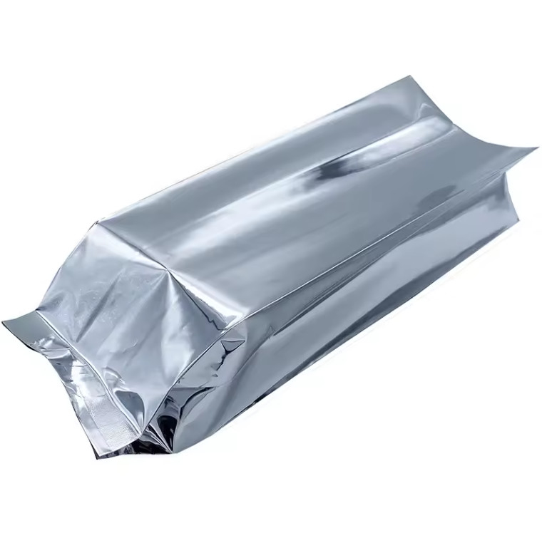 Lámina de aluminio de lámina de plata brillante sello térmico de atrás sello lateral carcasa de embalaje de alimentos bolsa de café bolsas de frijoles
