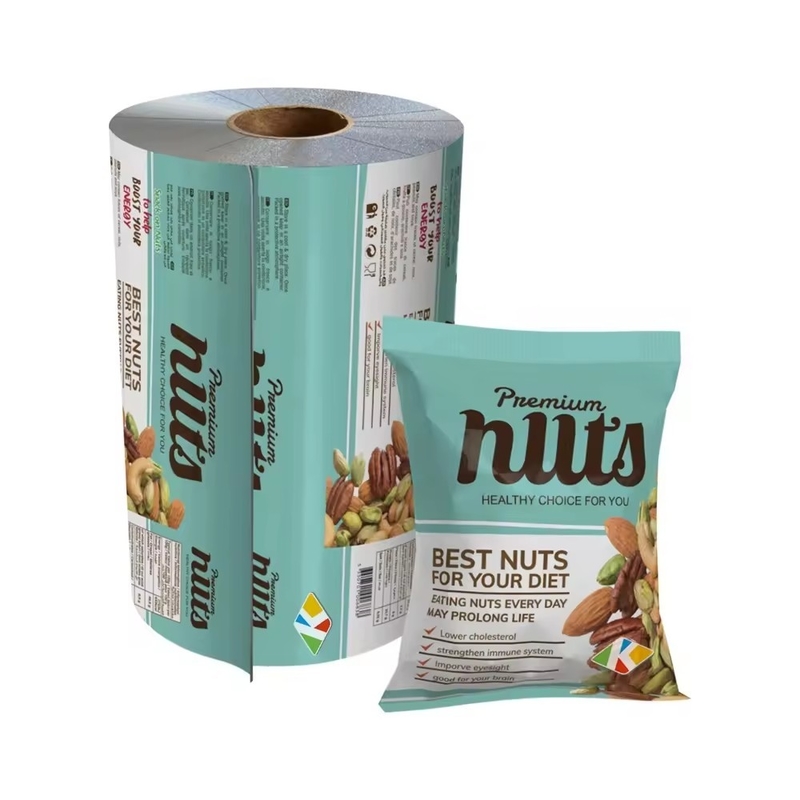 Película de embalaje de alimentos de papel de aluminio impreso a medida/saquete de embalaje laminado de plástico rollo de película de plástico para bocadillos