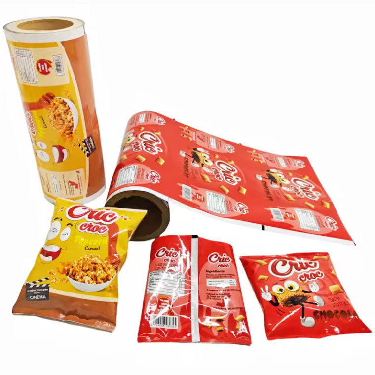 Embalaje Impreso de plástico Bolsita de laminación en caliente Bolso de bocadillos para alimentos BOPP PET Aluminio CPP PE Chip de papa Rollo de película sellada