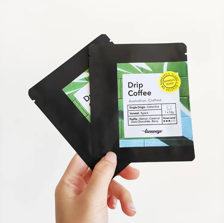 Impresión digital de 3 lados sellado bolso plano bolso para filtro de goteo de café embalaje colgando oídos bolsa de café