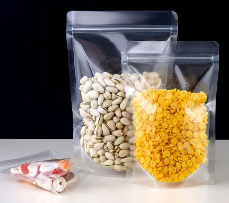 PET Transparente Zip Lock Bolsas de plástico Mylar Bolsa Ziplock Stand Up Alimentos Especias Bolsas de embalaje en polvo