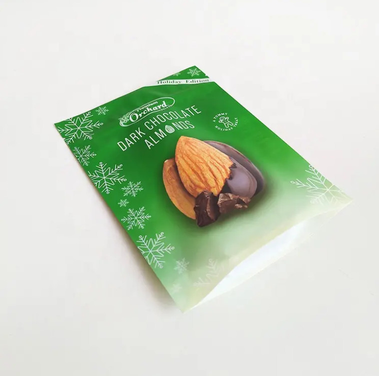 Impresión a medida Bolsa de pie Capota de cerradura Envase de nueces Envase de plástico Bocadillos Almendras Nueces de anacardos Bolsas de embalaje
