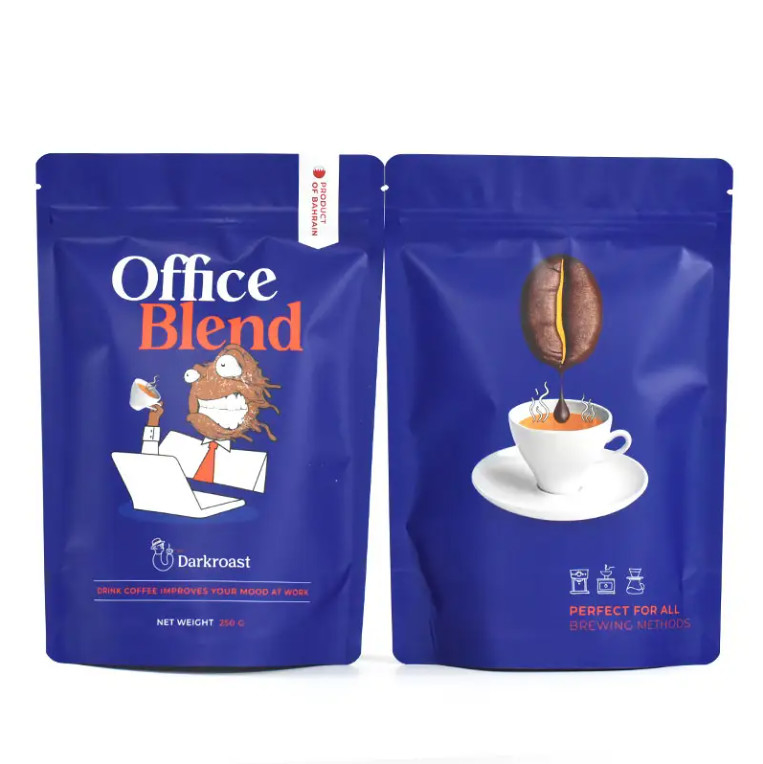 Diseño personalizado Impreso a prueba de olor 100g 500g Bolso de cremallera de pie Bolso de bolsillo Suplementos de suero de leche Embalaje de café Bolsa Mylar