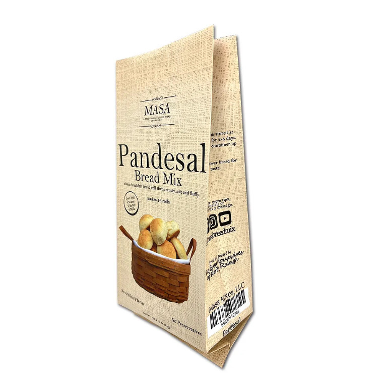 Bolsa de embalaje de plástico de grado alimenticio de impresión personalizada de lado Bolsa de envasado para bolsas de embalaje de mezcla de pan