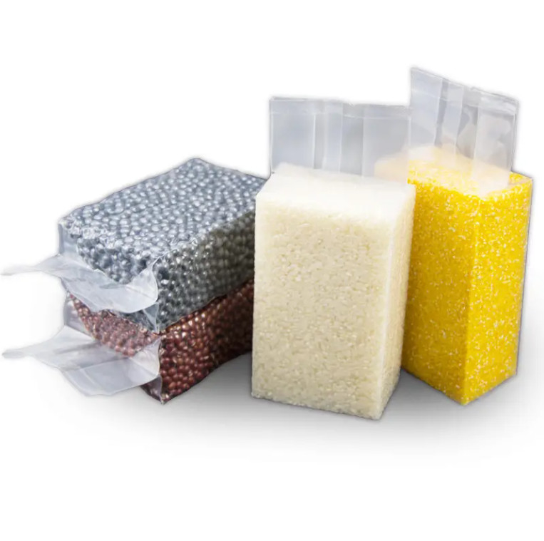 Bolsas de embalaje de plástico de nylon transparente baratas con sellado de enchufe lateral fuerte 1 kg/100 kg Bolsas de embalaje al vacío para alimentos de arroz