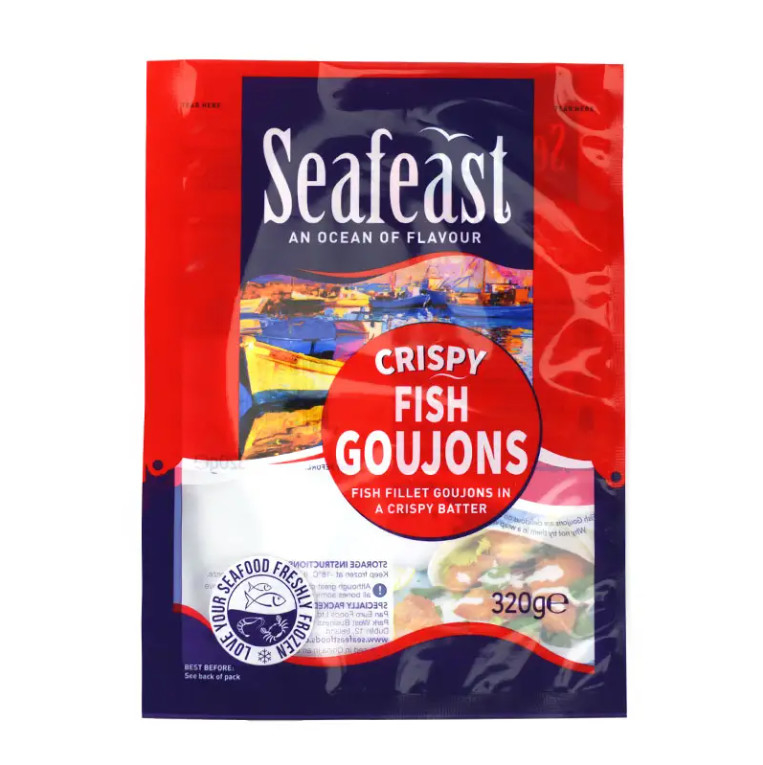 Embalaje de alimentos congelados de pescado, pollo y vacío impreso a medida 3 sello lateral Bolsas de plástico con logotipos