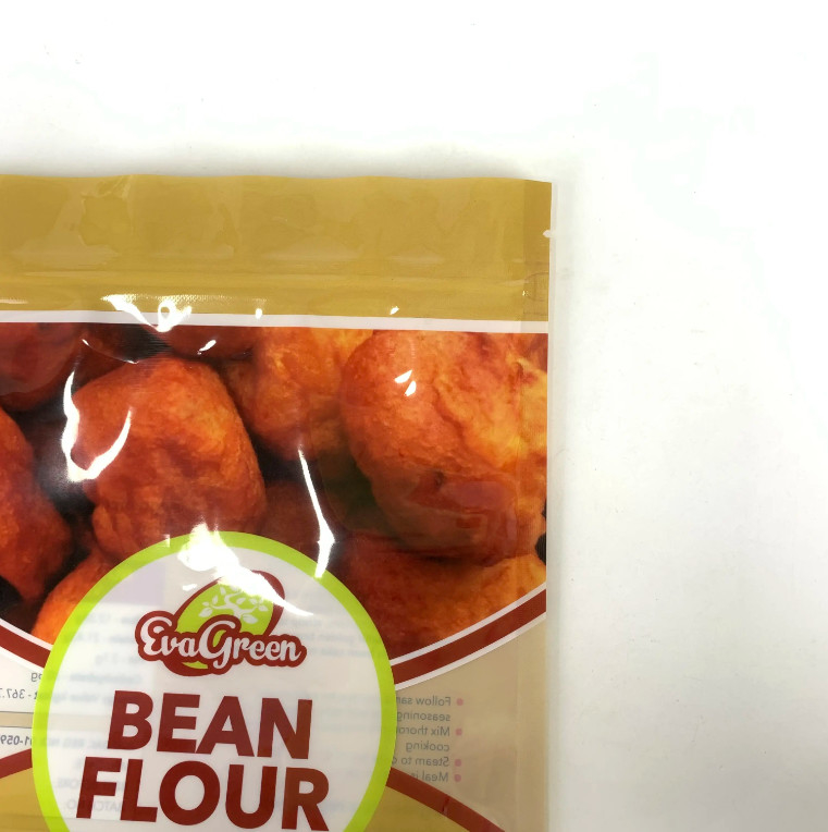 Bolsa de plástico eco amigable de rebloqueable harina de frijoles dulces galletas aperitivos Bolsa de paquete puesta en pie Bolsa de cremallera para alimentos