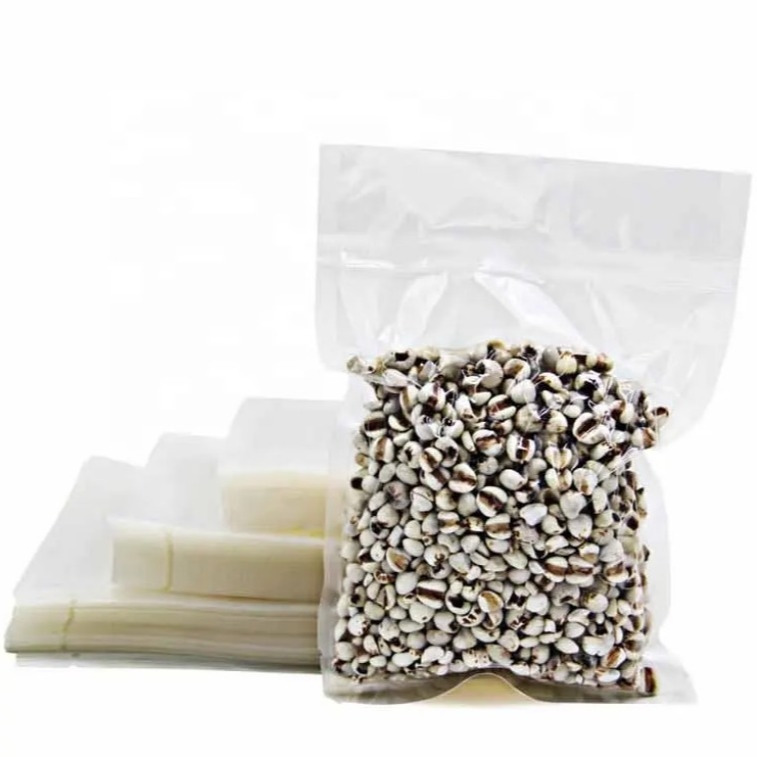 En stock y personalizado transparente transparente de nylon PE laminado plástico de almacenamiento de alimentos de embalaje cámara de vacío bolsas sellador