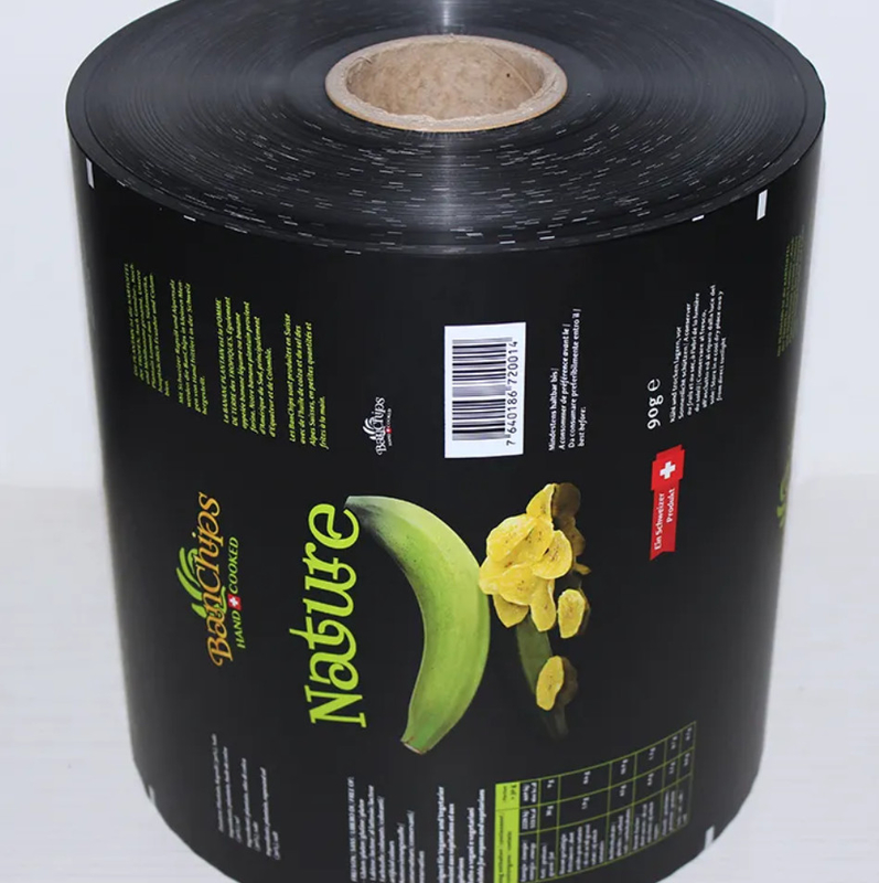 Película de embalaje flexible sellada por calor personalizada para bocadillos, papas, tortillas de maíz, harina de maíz, rodajas de plátano