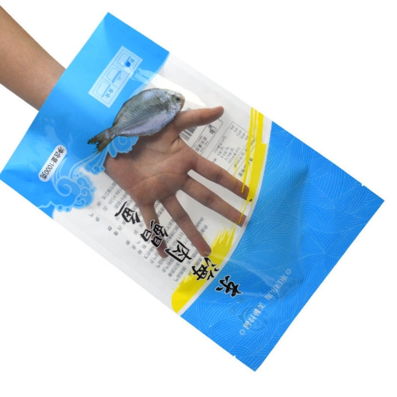 Impresión Personalizada, Sellado Térmico, Laminado, Bolsa Plana de Nailon a Prueba de Fugas, Embalaje de Alimentos Congelados de Carne y Pescado de Plástico, Bolsa de Vacío
