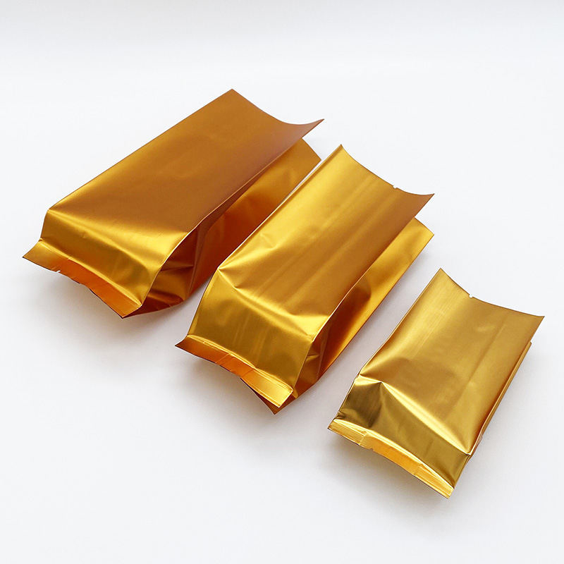 Logotipo personalizado Gusset lateral de fondo plano Bolsa de aluminio de papel de aluminio bolsas de té con sello térmico embalaje de alimentos de plástico CPP y PE