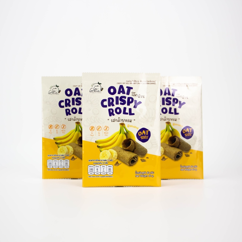 Impresión Digital Personalizada de Snacks Tailandeses: Rollitos Crujientes de Plátano y Avena en Bolsa Sellada con Respaldo de Aluminio para Alimentos