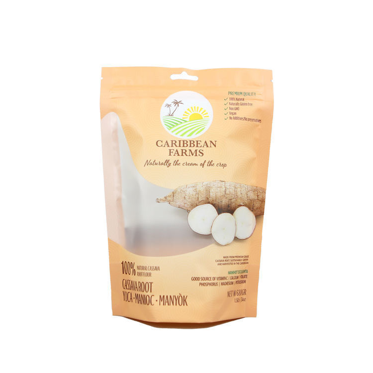 Eco-Friendly Packaging For Coffee Beans Tea Food Snacks Kraft Paper Clear Stand-Up Resealable Zip Lock Custom Logo